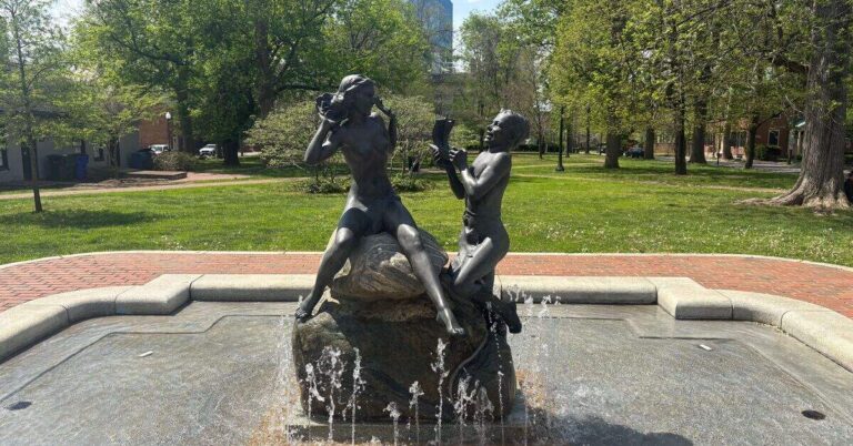 Historic Gratz Park fountain in downtown Lexington Kentucky