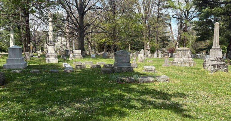 Historic headstones and monuments at Lexington Cemetery in Lexington Kentucky